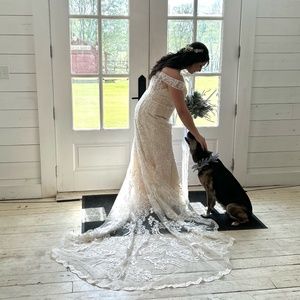 Cathedral train Oleg Cassini Wedding Dress